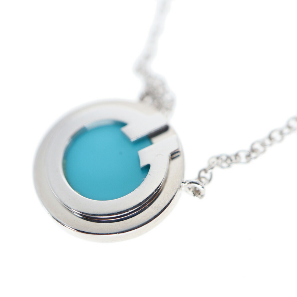 Tiffany T Two Circle Necklace White Gold Turquoise